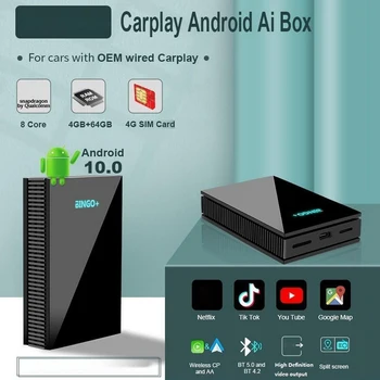 HDMI Pametna Android 10.0 Brezžični Carplay Ai Polje 4+64 G Podporo Netflix Android Okno Avtomobila Multimedijski Predvajalnik, Brezžični Carplay Polje