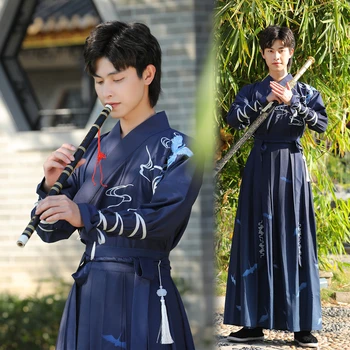Kitajska je men ' s wear blue hanfu cosplay oblačila starih Orientalskih big metrov dolg rokav dvorjan varovala oblačila qiu dong obleko