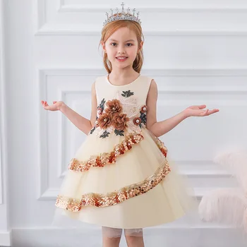 Novo Otroci Oblačila za Dekleta, Vezenih Princesa Obleko Otrok Poletne Obleke Rojstni Krilo Cvet Poročno Obleko