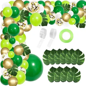 130 Kos Džungle Stranka Baloni Garland Arch Komplet Umetnih Palmovo Listje Zeleno Baloni za Džungle Stranka Dekoracijo