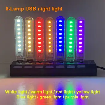 Prenosna LED Luči 5 Barv USB Night Light Osvetlitev Prostora Dekor Mini Namizni Namizno Svetilko Svetilka Za Moč Banke Laptop Kampiranje