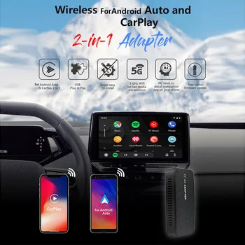 2-V-1 Brezžični CarPlay Adapter Za Žično Brezžično Android Auto Večpredstavnostna Avto Igra AI Polje Za Audi Benz Ford, Honda, Nissan Haval
