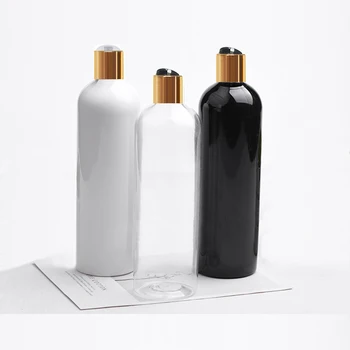 1pcs 400 ml belega jasno črno Prazno plastično steklenico Šampona z Zlato, srebro disk vrh skp PET body wash steklenico Kozmetične embalaže