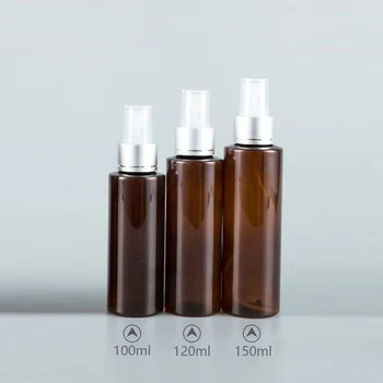 30pcs 100 ml 120ml 150 ml Prazno Srebro Škropilnica Rjave Steklenice PET Kozmetični Posode Plastične Parfum Spray Kozmetične embalaže