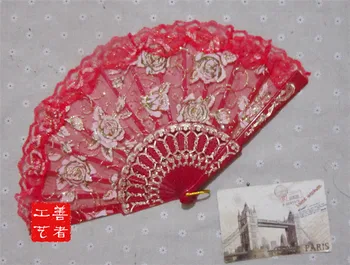 [ Letenje Orel ] Kitajski Letnik Fancy Oblačenja Noša Stranka Poročni Ples Zložljiva Čipke Strani Rdeče Fan