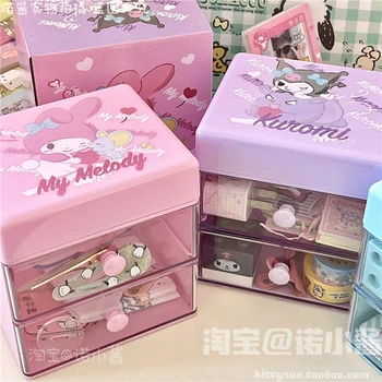 Sanrioed Anime Kuromi Cinnamoroll Melodijo Nakit Organizator Zaslon Nakit Primeru Škatle Uhan Obroč Škatla Za Shranjevanje Darila