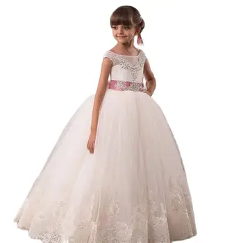 Dekleta Čipke Obleko Elegantno Princesa Dolge Obleke Otroci Obleke za Dekleta Cvet svate Večerno Obleko Otrok Maturantski Tutu Kostum