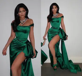 Smaragdno Zelena Morska Deklica Maturantski Formalnih Obleke 2020 Seksi Strani Silt Off Ramenski Peplum Plus Velikost Večer Rdeči Preprogi Celebrity Obleko