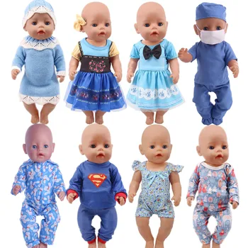 Blue Serija Lutka Obleko, Krilo Obleke Fit 18 Inch American Dekle,43 cm Otroka Rodila Punčko Generacije Darilo Za Dekleta,Lutka Dodatki
