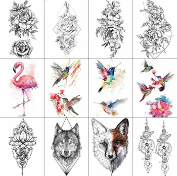 3D Akvarel Začasni Tattoo Ptic Ženske Roke Roko Tattoo Nalepke Hummingbird Flash Dekleta Telo Kozmetični Nepremočljiva Tatoos DIY