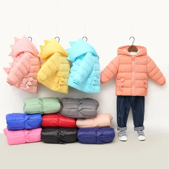 Nove Zimske Otrok Navzdol Oblazinjeni Suknjič Srčkan Risanka Dinozaver Obliko Dekleta Toplo Bombaž Plašč Fantje Hooded Candy barve Overwear