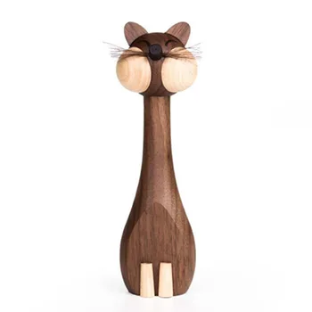 Mačka in Miška Lesa za Obrt otroški Sobi Dekorativne Figurice Okraski za Domačo Mizo Opremo Lepe Stvari