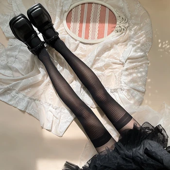 Japonski Slog Ženske hlačne Nogavice JK Lolita Dekleta Črno Bel Pantyhose Ženske, Perilo, Seksi Čipke Stegno Visoke Nogavice, hlačne Nogavice Pantyhose