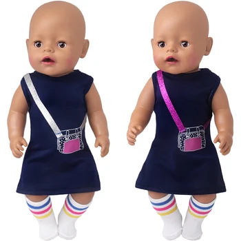 Otroška Oblačila, ki so Prerojeni 43 Cm Dekle Poletno Obleko brez Rokavov Krilo Prugasta Nogavice Barbies Lutka Igrače Oprema Primerna za 18 
