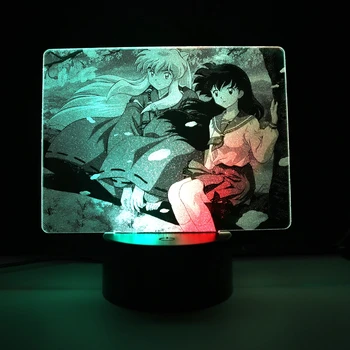 Anime Inuyasha LED Pisane Noč Svetlobe Inuyasha In Kagome Dveh Ton Lučka za Otroke Spalnica Dekoracijo Nočna Darilo namizne Svetilke