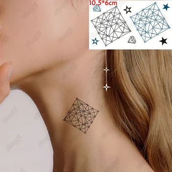 Nepremočljiva Začasni Tattoo Nalepke Star rubikova Kocka Diamond Stare Šole Temno Seksi Flash Tattoo, Zapestju, Vratu Ponaredek Tatto Ženske Moški