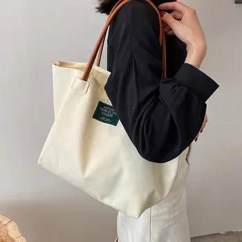 velika zmogljivost priložnostne Harajuku šolsko torbo Ulzzang torbici ramo torbe, Letnik trdna platno vrečko modno elegantna torba ženske