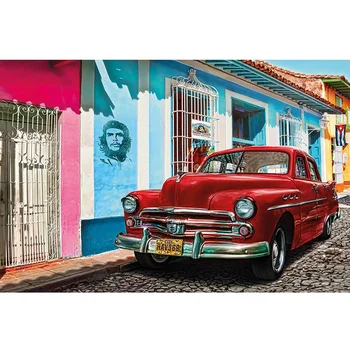 Diy 5D Havani na Kubi Ulica Letnik Rdeči Avto Popolno Diamond Slikarstvo Navzkrižno Šiv Kompleti za Scensko Umetnost 3D Barve Z Diamanti