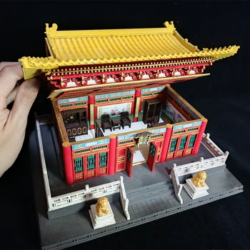 Lesene Lutke DIY Mini Kit, Prepovedano Mesto, Kitajski Gradnje Dvorani Duševno Gojenje s Pohištvom Lutka Hiša Igrače