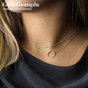 minimalističen iz nerjavečega jekla ogrlica za ženske večplastne choker ogrlico iz ženske, ogrlico, obesek