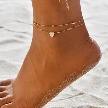 Poletni Plaži Okrogle Noge Verigo V Obliki Srca Anklet Stopala Ornament Anklet Nakit