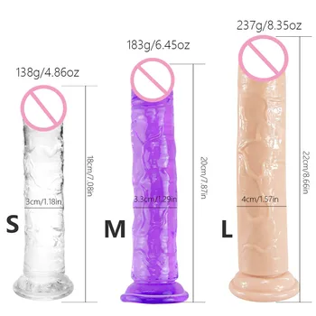 3 Velikost Prosojno Mehkega Jelly Velik Dildo Realne Ponaredek Dick Penis Butt Plug Sex Igrače za Ženske Moški Vagina Anal Masaža