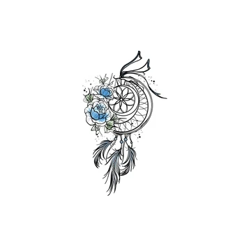 Vatikan Cvetje Totem Dreamcatcher Začasni Tattoo Nalepke Blue Rose Ponaredek Tatto Nepremočljiva Tattoo Roko Majhne Velikosti za Ženske Dekle