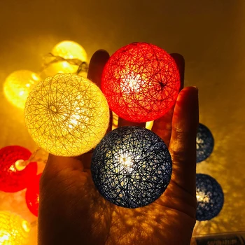 10 LED Bombaž Žogo za Niz Luči Baterija Upravlja Pisane Garland Pravljice Luči za Dom Poroko Božično zabavo na Prostem Decors